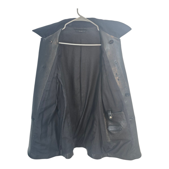 Tom Ford Lambskin Double Breasted Leather Peacoat Jacket Black Italian 48 - Picture 4 of 13